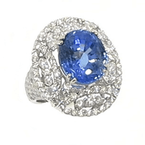 Large Open Sapphire and Diamond Ring