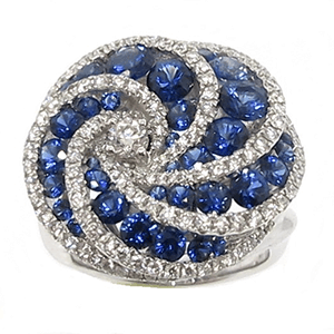 Round Sapphire and Diamond Ring